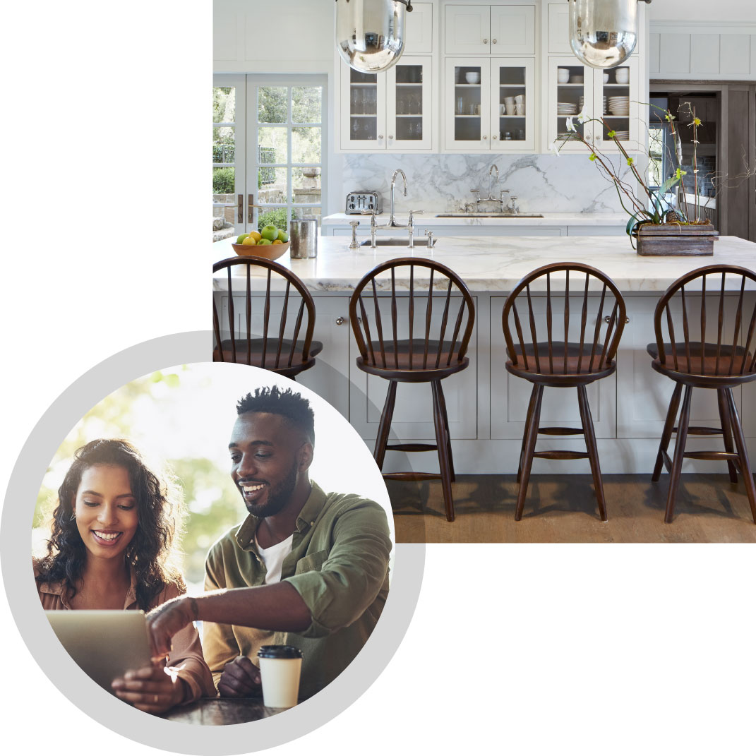 Hartland Interior Kitchen Shot and Couple with Coffee